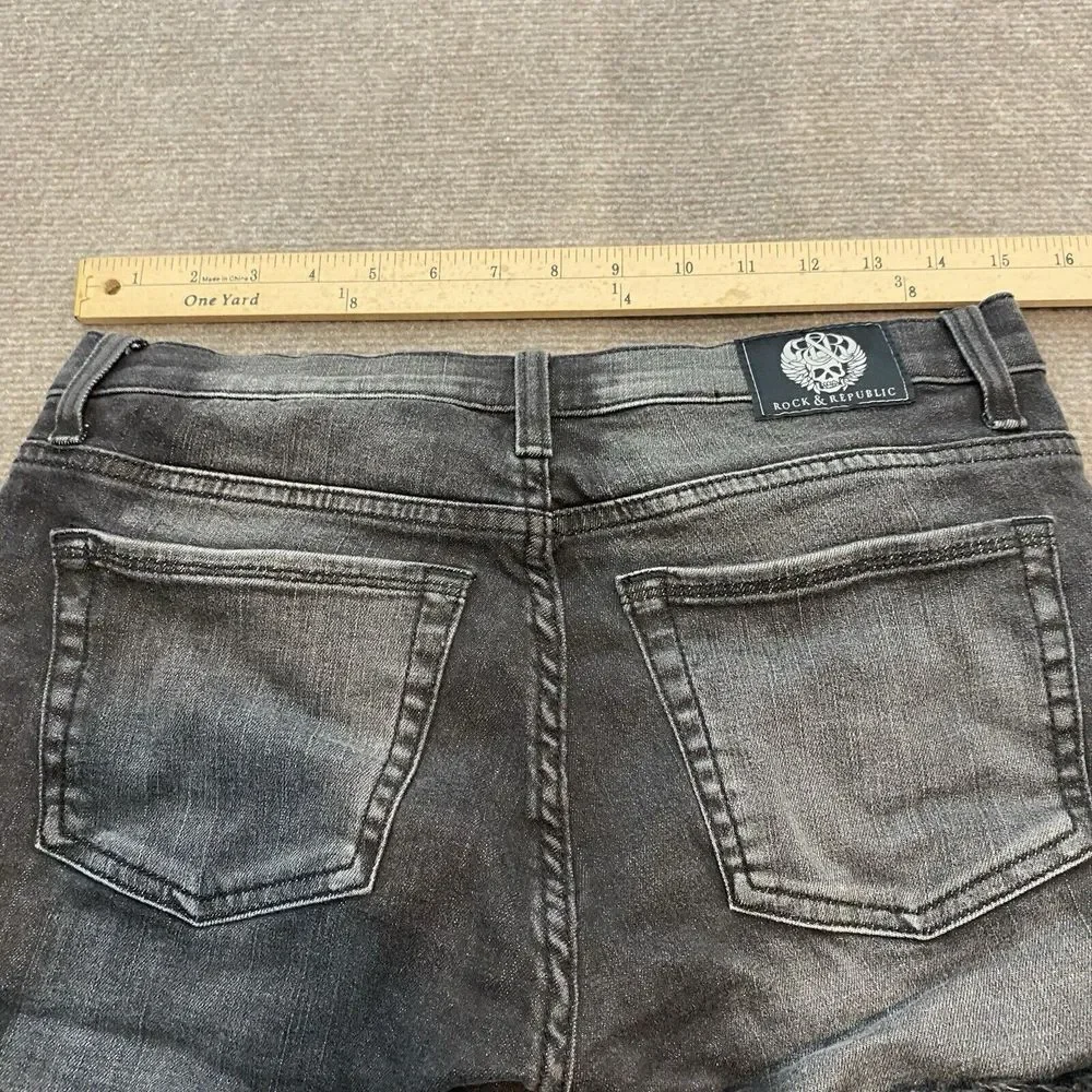 Rock & Republic Lolita Denim Distressed‎ Shorts Size 8 Black Frunge Tassles